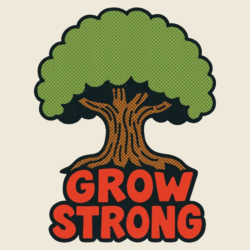 Grow Strong Tree Retro-Logo