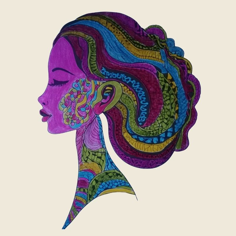 Portrait aux dreadlocks colorées
