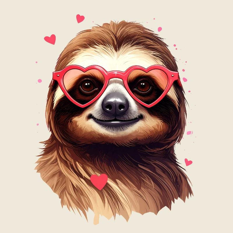 Faultier mit Herzbrille zum Valentinstag