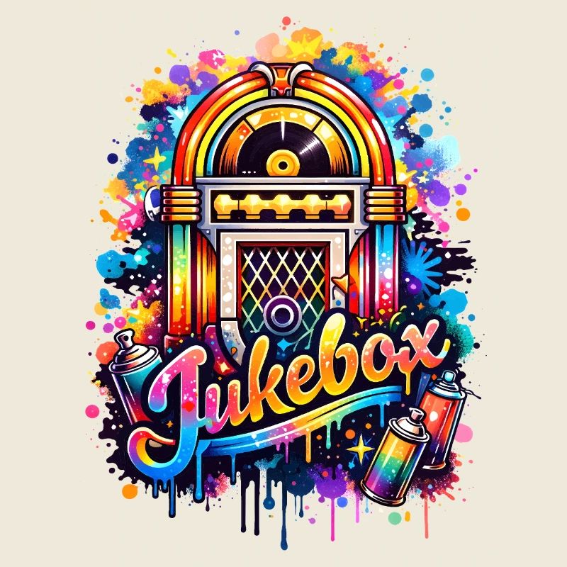 Colorful jukebox in graffiti style