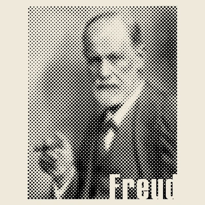 Portrait en points monochrome de Sigmund Freud