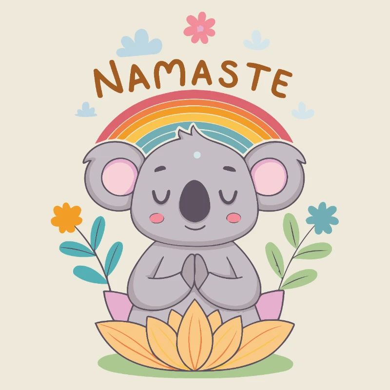 Koala Namaste Zen Arc en Ciel