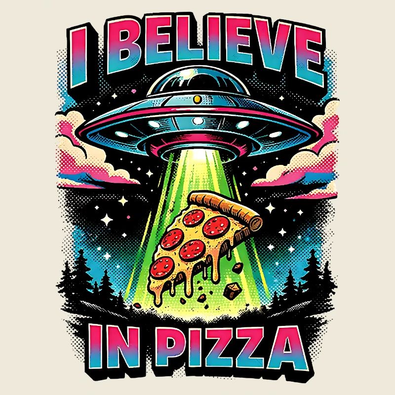 I Believe In Pizza Funny UFO Abduction Comic