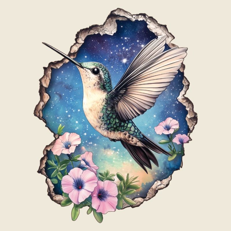 Kolibri mit Blüten