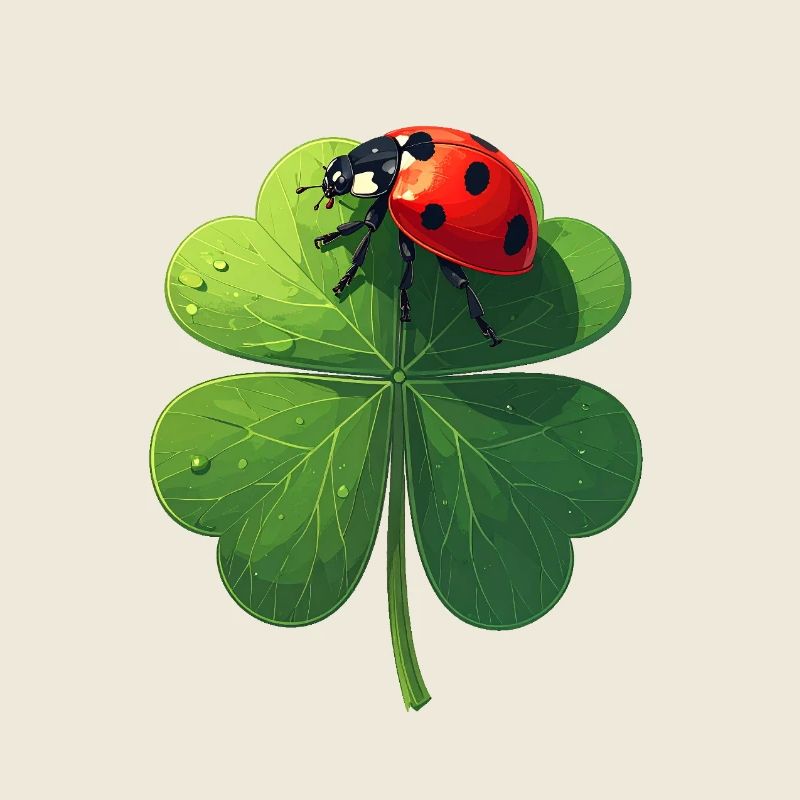 Ladybug sur le trèfle porte chance