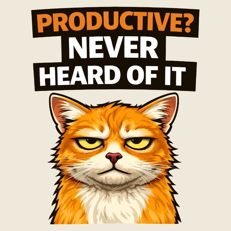 Mème de citation sarcastique sur la productivité des chats
