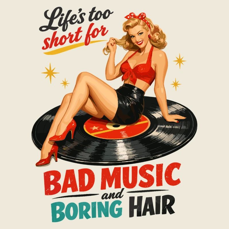 Pin-Up rétro sur disque vinyle : vinyle & rockabilly