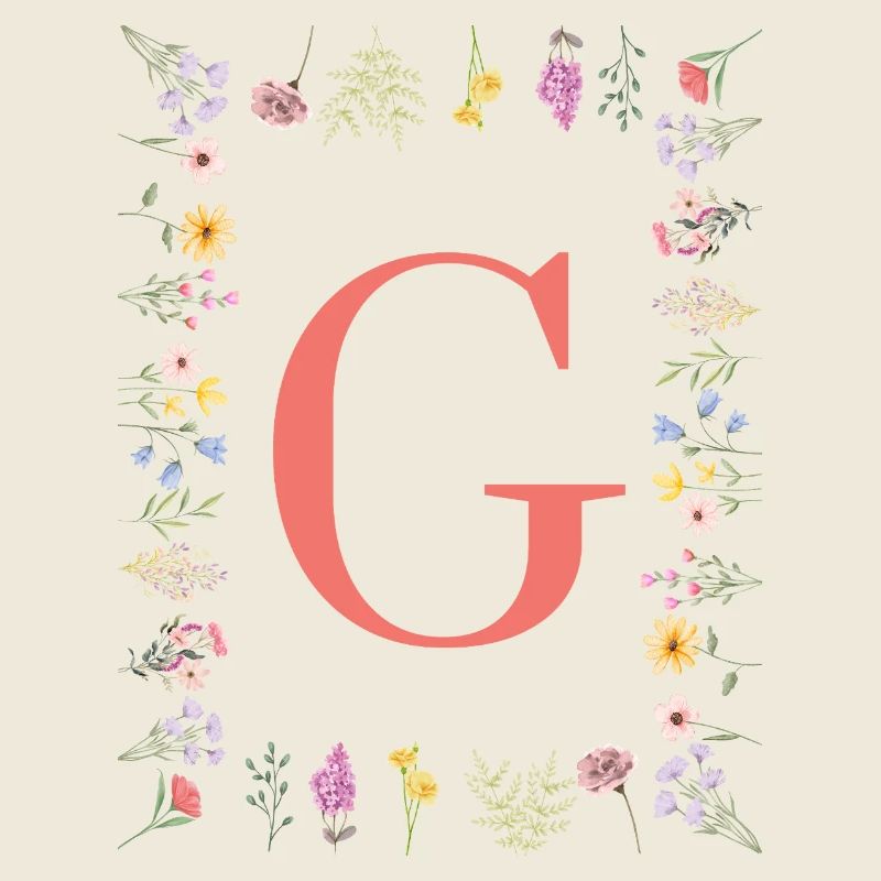 Initiales florales « G », monogramme des lettres