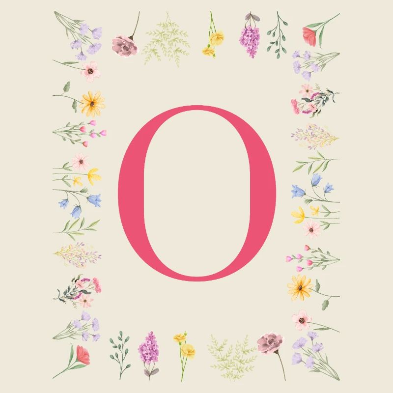 Initiales florales « O », lettres monogrammes