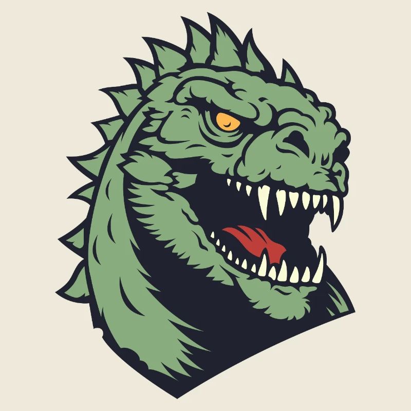 Green Dino Head Illustration