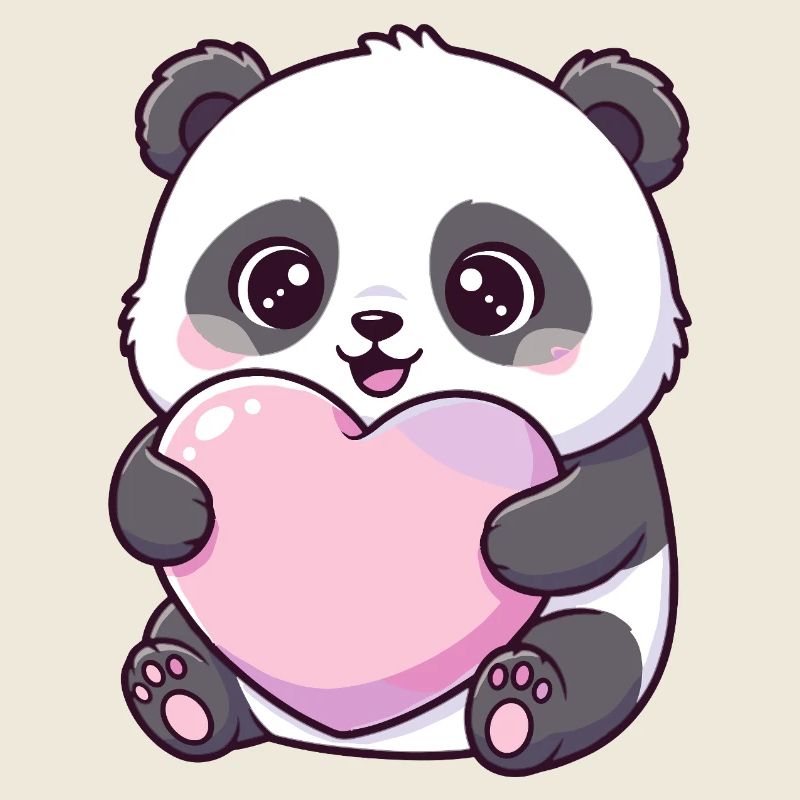 Amour du cœur du panda de Kawaii