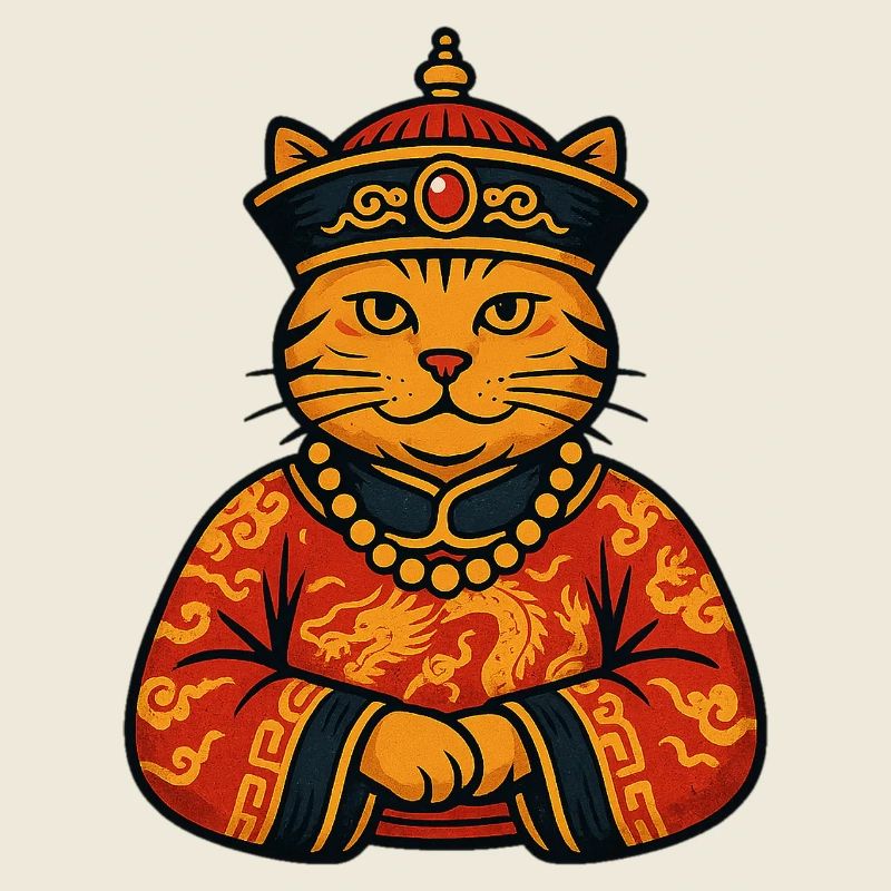 Chinesischer Kaiser Katze Drachen Robe Illustratio