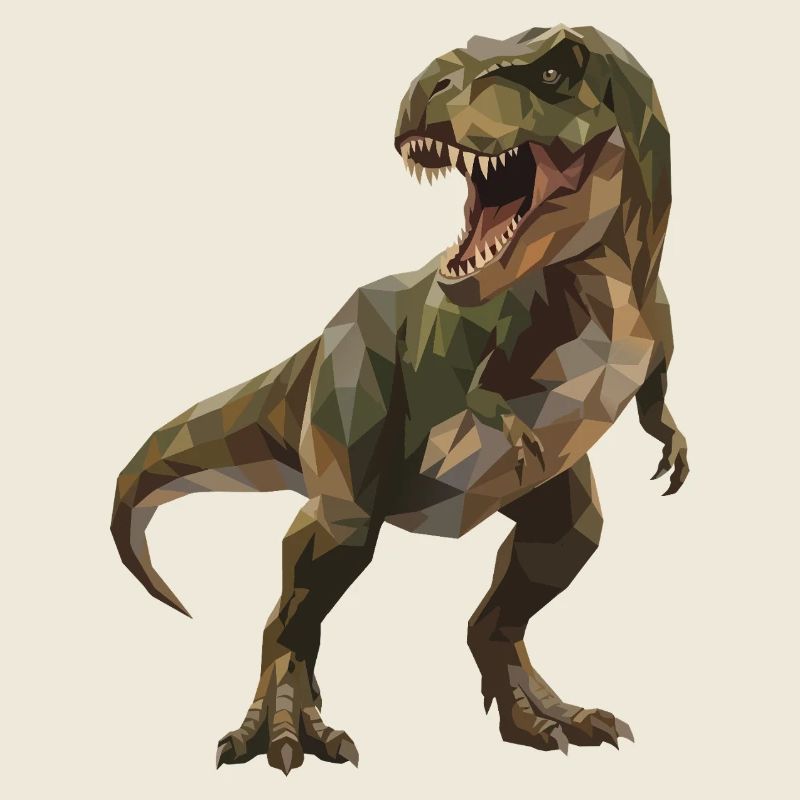 Geometrischer grüner T-Rex Low Poly Tarnmuster