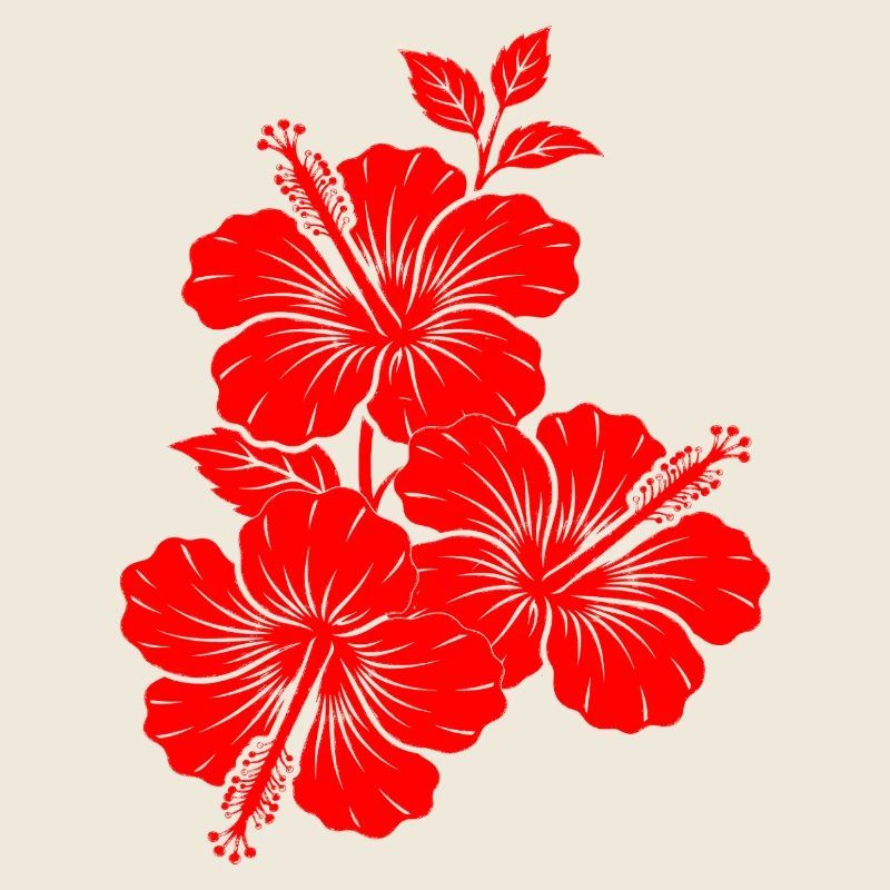 Silhouette triple de floraison d’hibiscus rouge