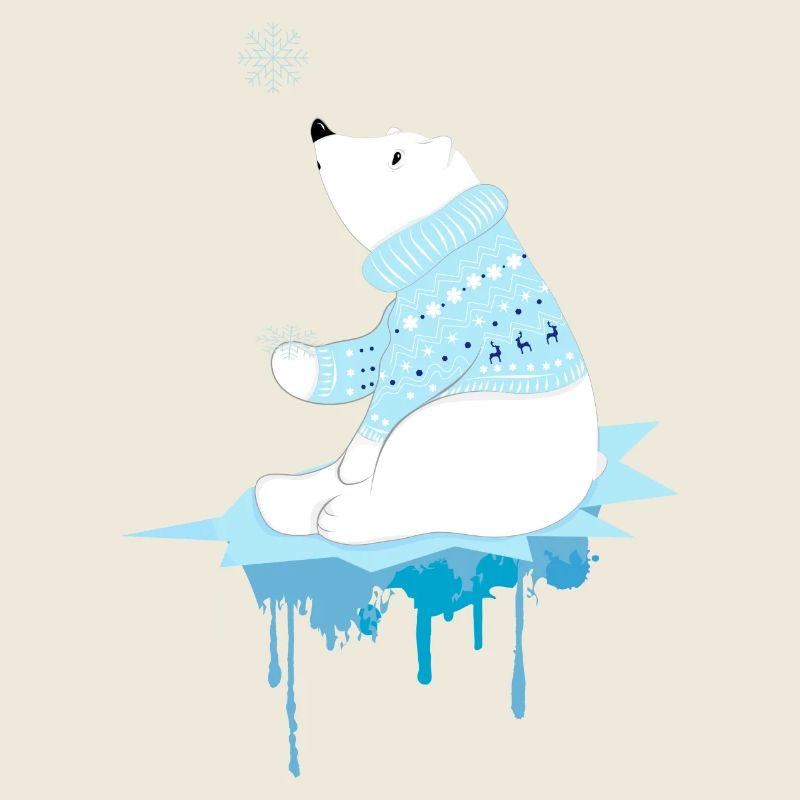 Eisbär mit Schneeflocken