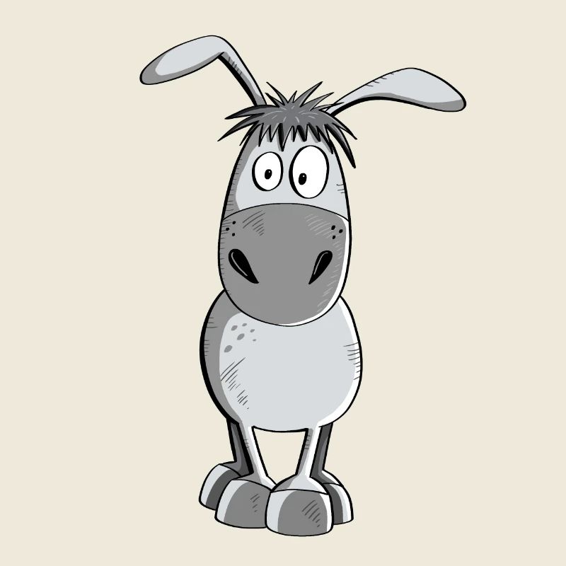 Funny Gray Donkey - Animals - Comic