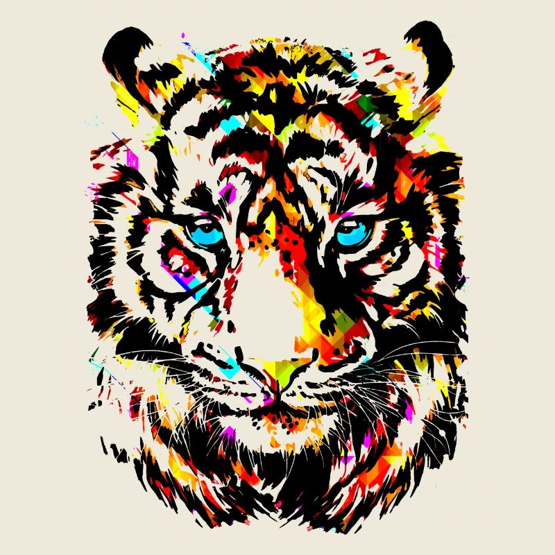 Colorful Tiger - Yellow Tiger Head - Tiger Drawing
