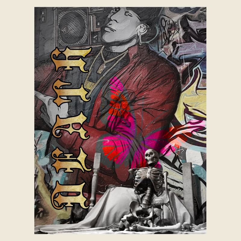 Graffiti Urbain Crâne Papillon