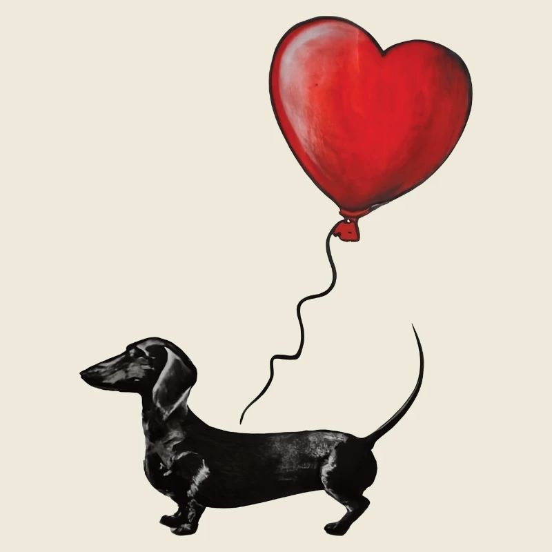 Illustration de teckel ballon de coeur