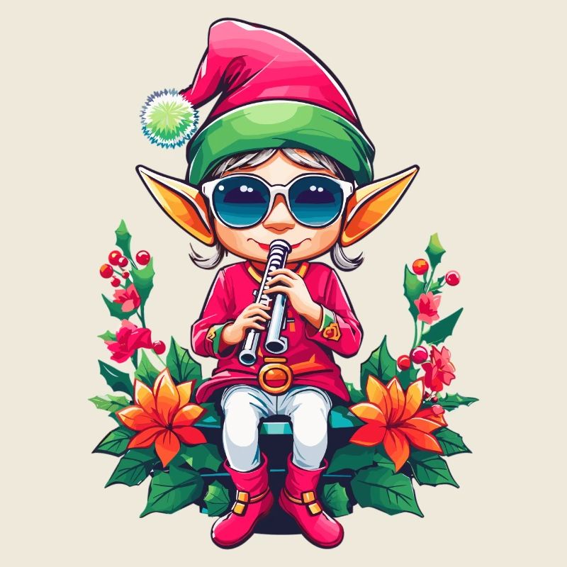 Weihnachts Elfe mit Flöte
