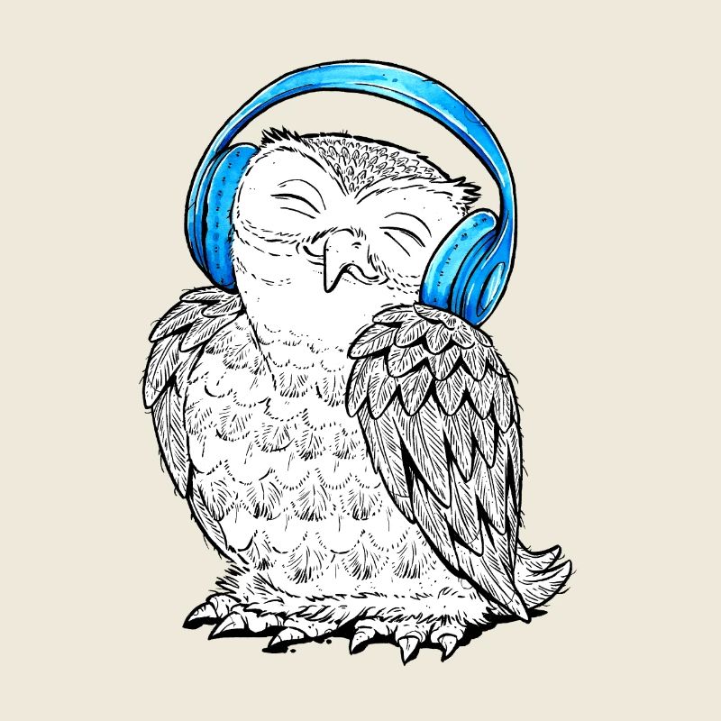 Eule mit Kopfhörern