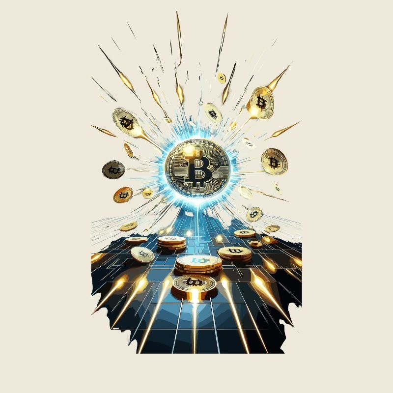 Bitcoin Explosion Digital Art Design