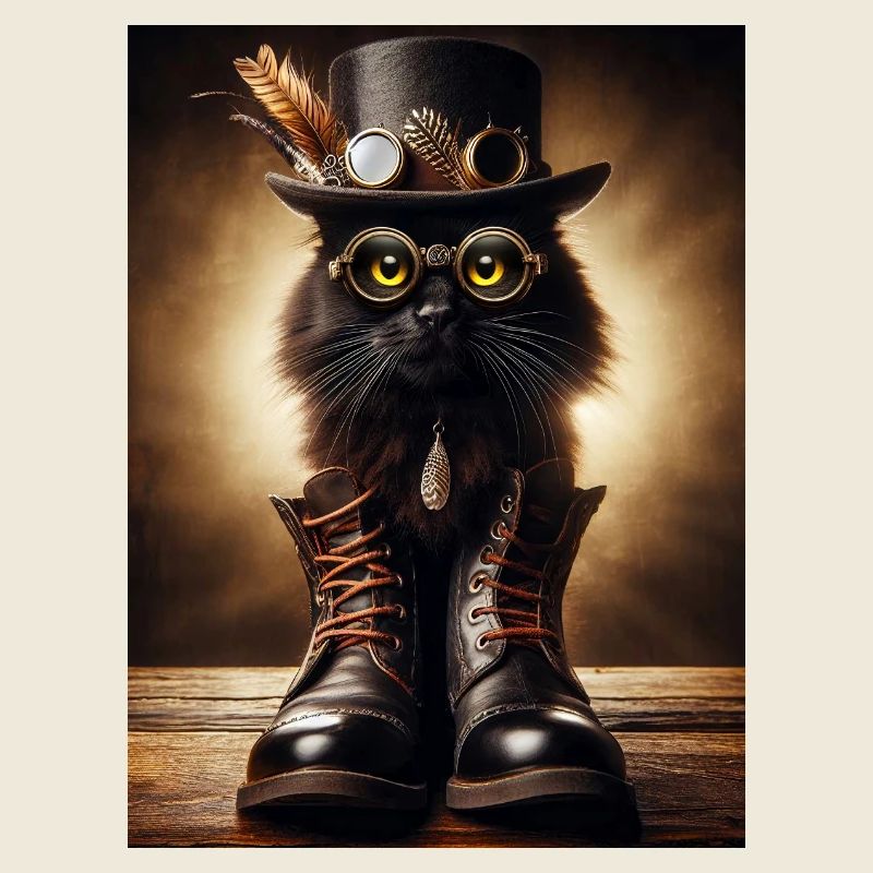 Steampunk Black Cat mit stylischen Accessoires