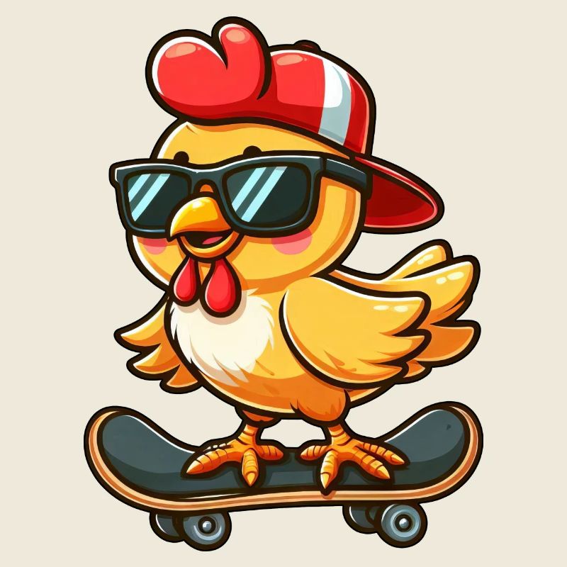 poulet poule coq planche à roulettes bande dessinée dessin animé