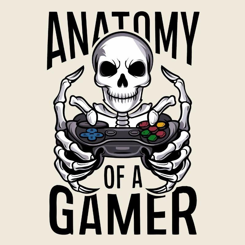 Gamer Skeleton mit Gamecontroller