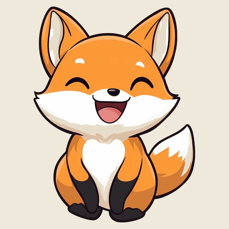 Renard mignon et heureux dans le style dessin animé