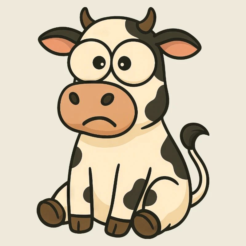 Mignon Confus Vache Dessin animé Drôle Maladroit
