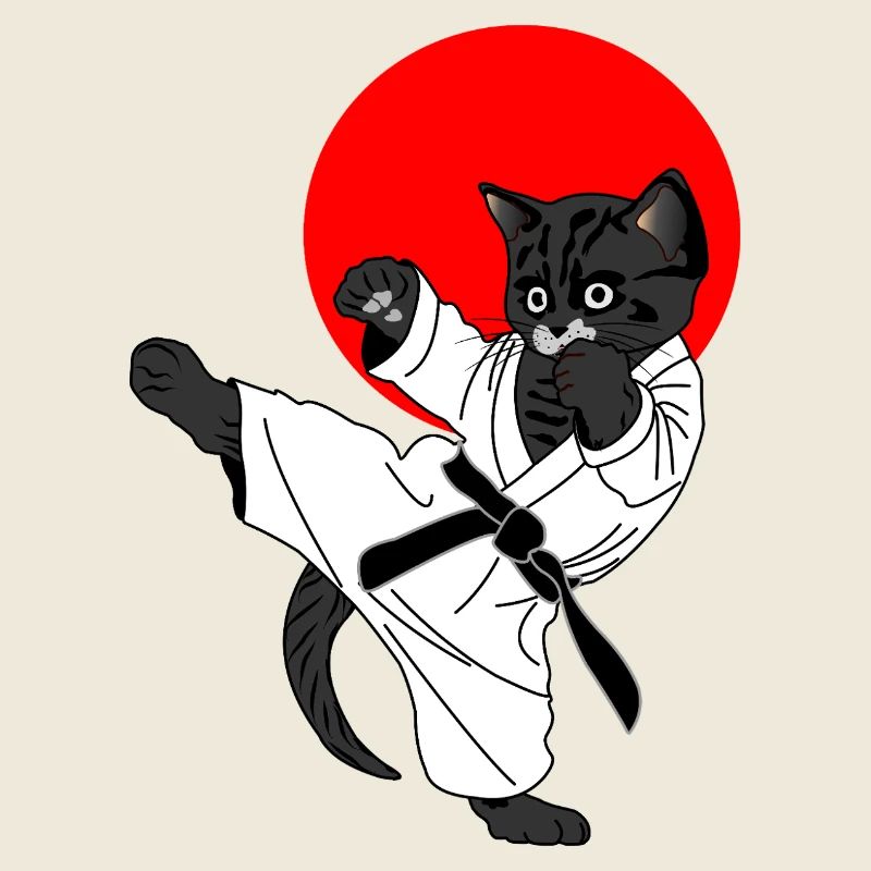 Chat noir karaté soleil