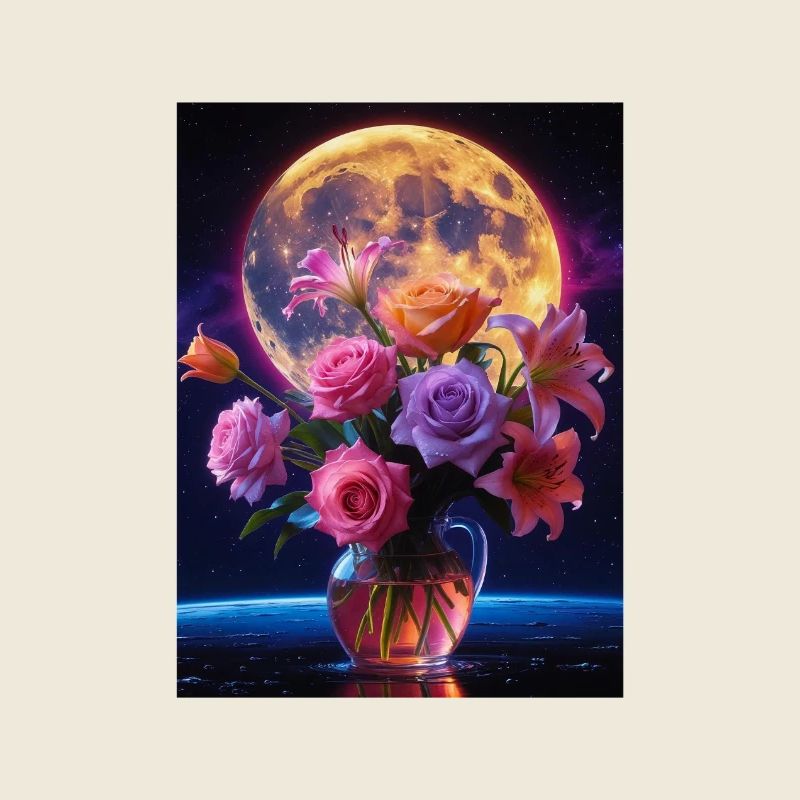 Floraison céleste sous la pleine lune