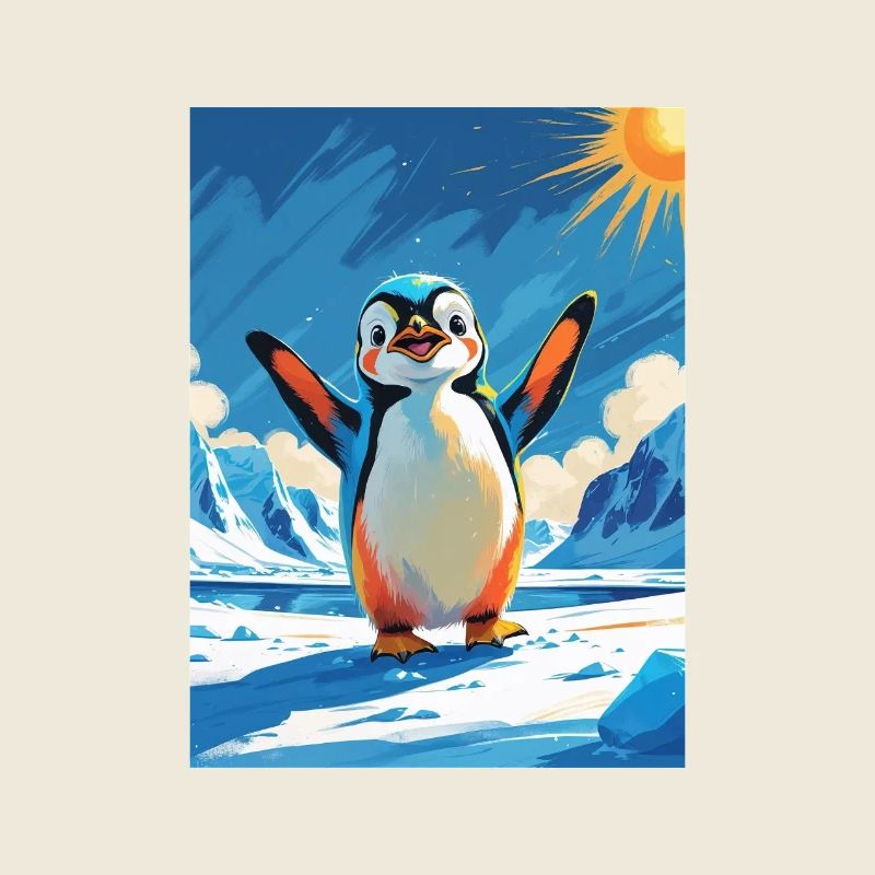 Pingouin ondulant dans l’Arctique vibrant