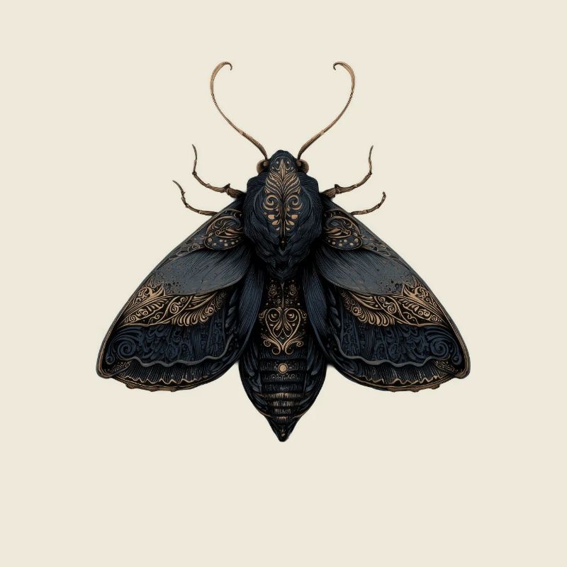 Illustration de papillon de nuit ornée avec des détails complexes