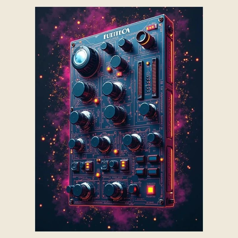 Futuristic synthesizer in space design