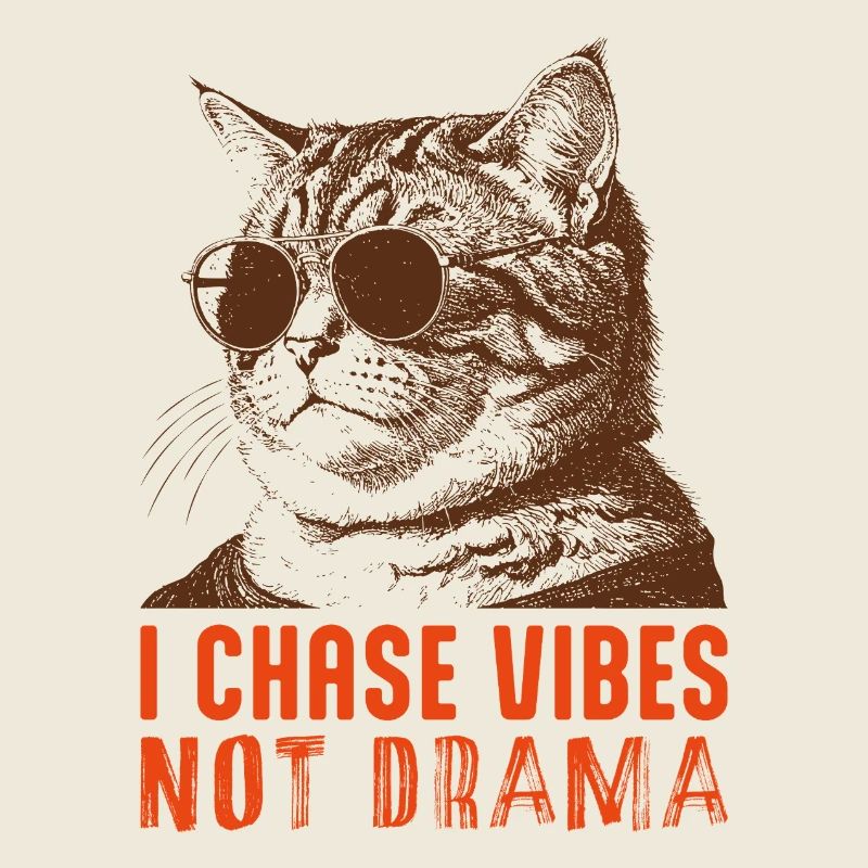Cool Cat Vibes - Conception drôle de chat « sans drame »