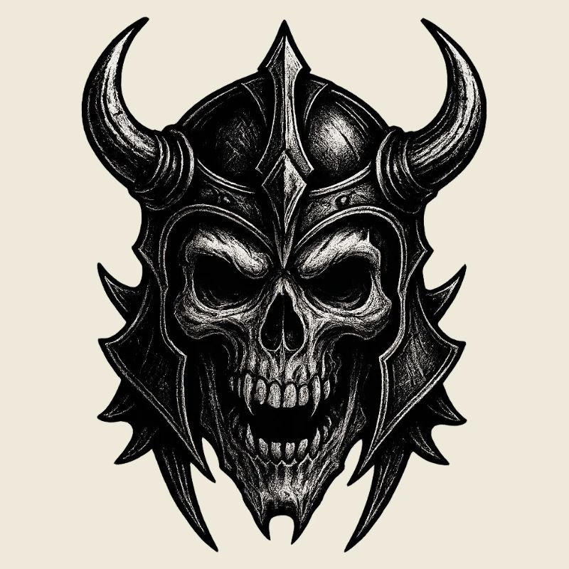 Detaillierter Skull mit Kriegerhelm