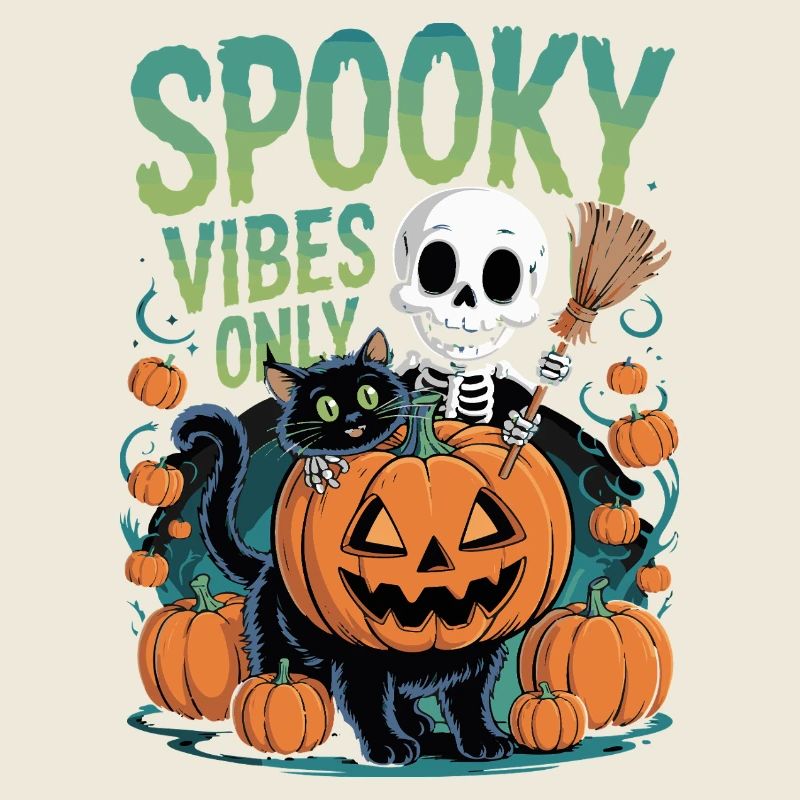 Spooky Vibes Halloween Pumpkin Design