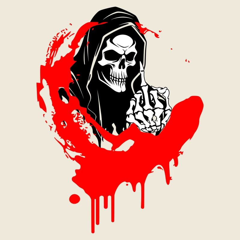 Rebellenschädel Illustration mit Mittelfinger