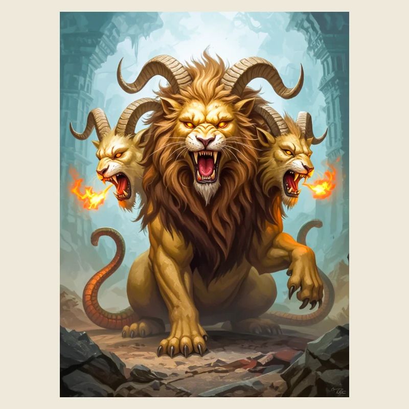 Chimera, three-headed lion-goat-serpent beast