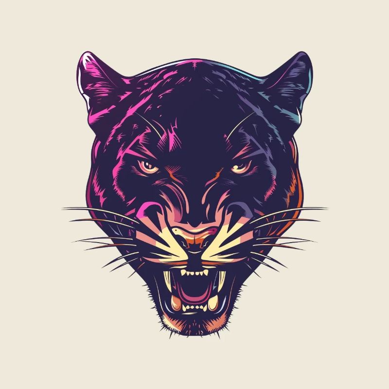 Neon Panther Head Design