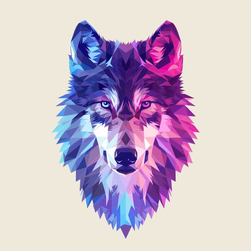 Geometrischer Wolf in Neonfarben