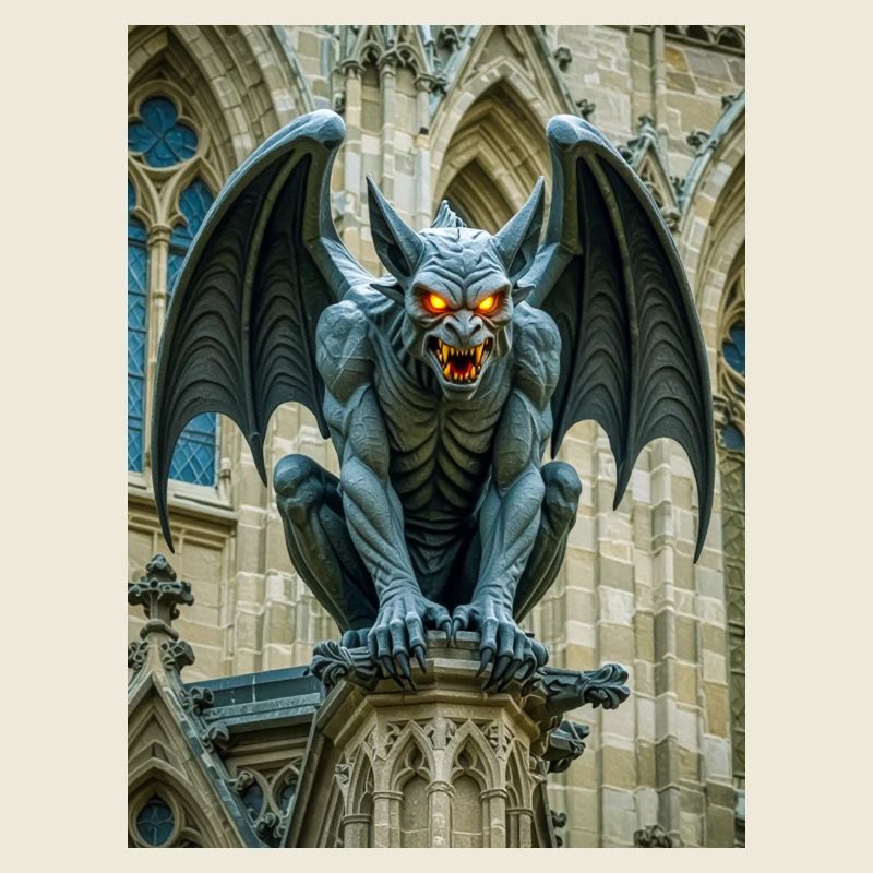 Gargoyle, winged stone demon guarding Gothic 