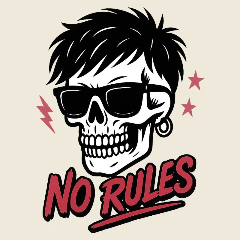 Edgy Skull with Sunglasses and No Rules Text
