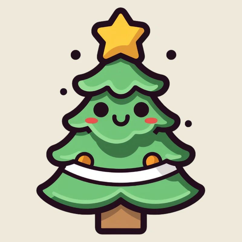 Illustration de sapin de Noël kawaii