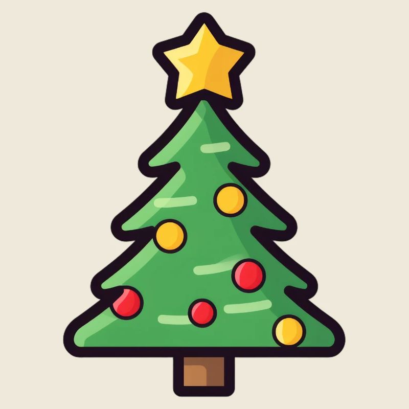 Festive Christmas Tree Cartoon Design