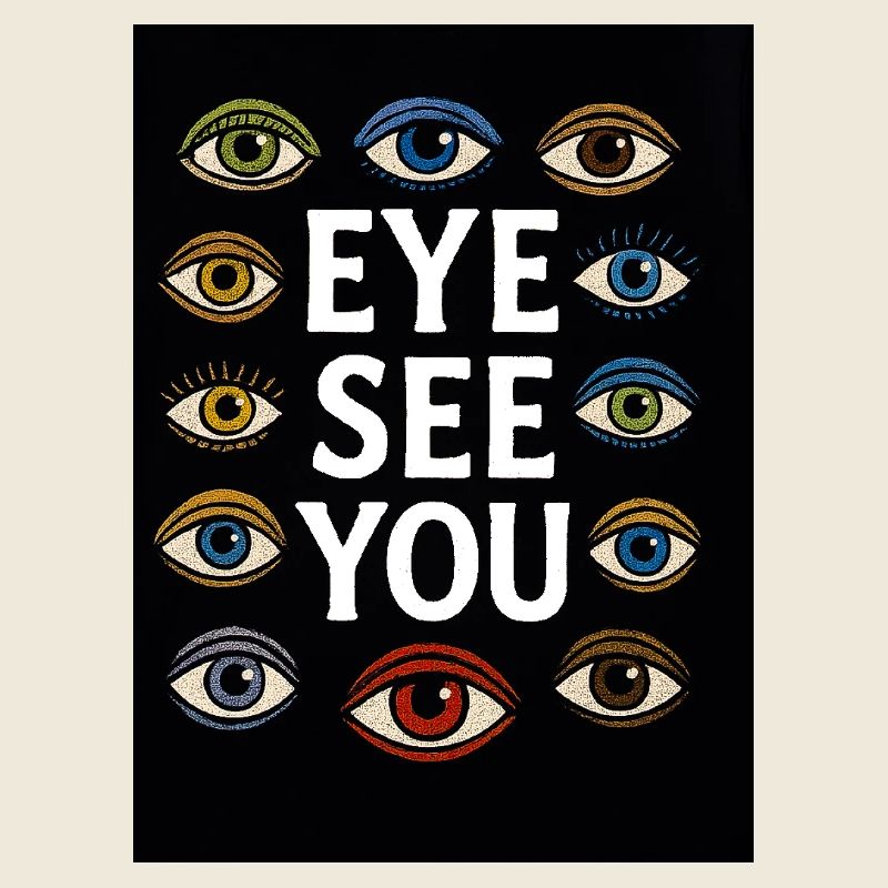 Massacre des yeux avec des yeux et du texte multicolores