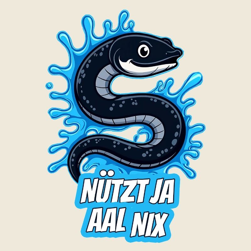 german pun "Nützt ja Aal Nix" Cartoon eel curls 