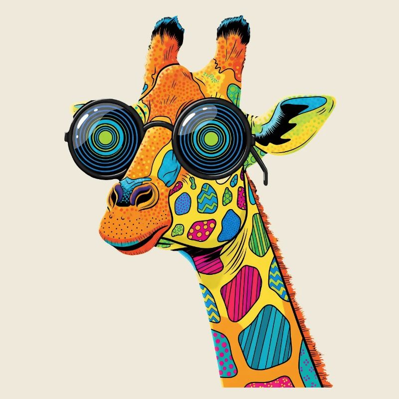 Bunte Giraffe mit Sonnenbrille